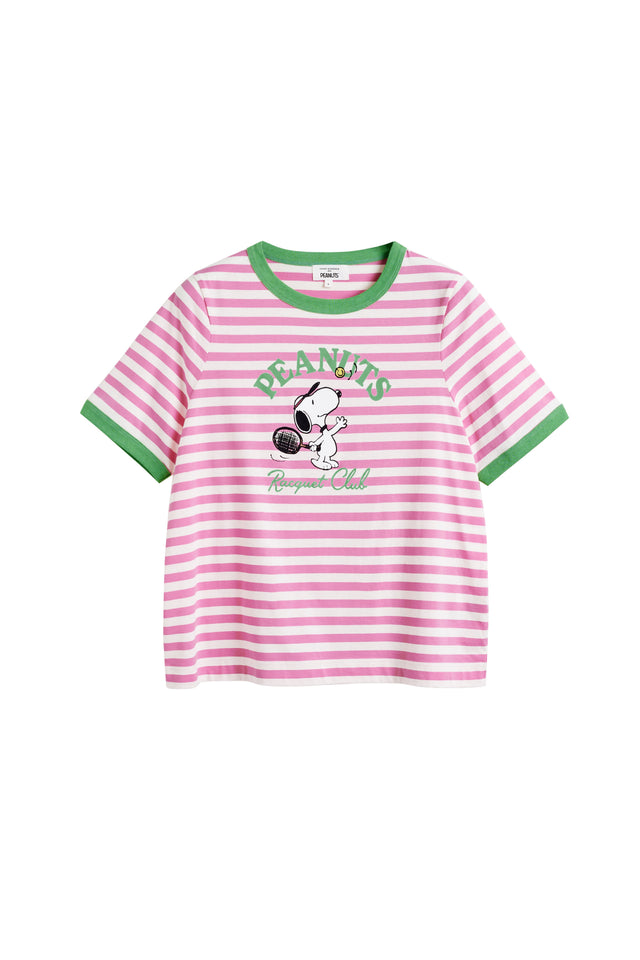 Chinti And Parker Pink Cotton Peanuts Racquet Club T-Shirt