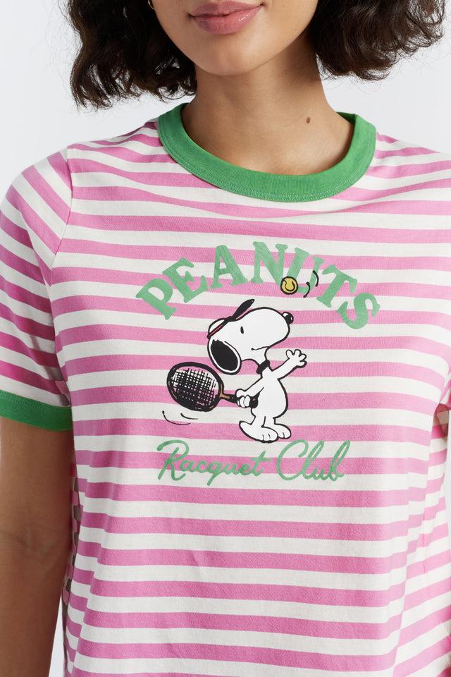 chinti and parker Pink Cotton Peanuts Racquet Club T-Shirt