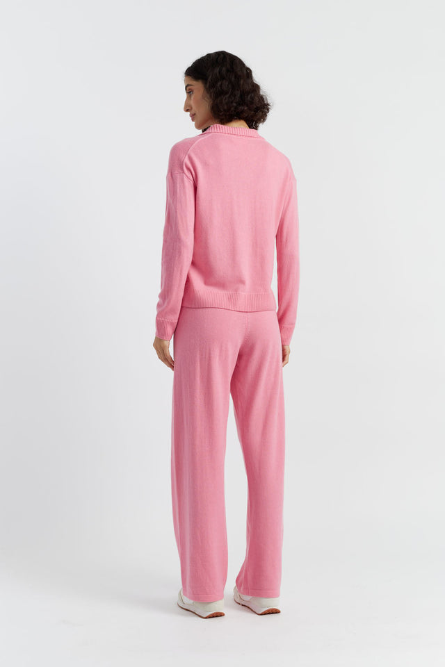 Chinti And Parker Pink Wool-Cashmere Collared Sweater
