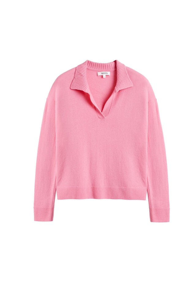 Chinti And Parker Pink Wool-Cashmere Collared Sweater