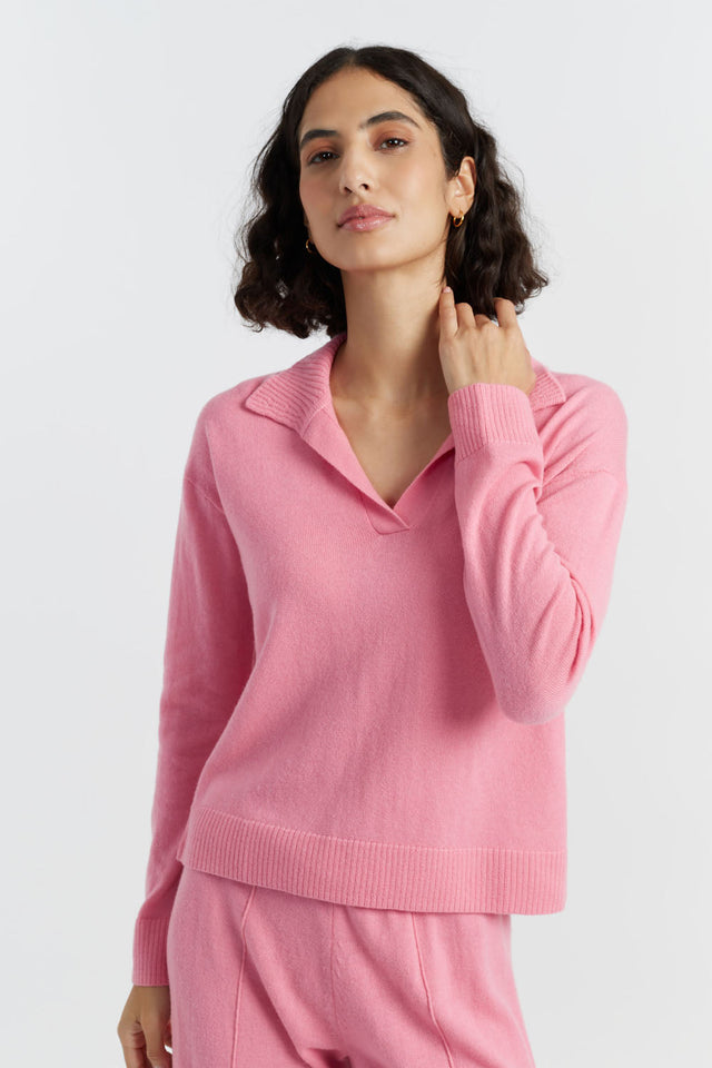 chinti and parker Pink Wool-Cashmere Collared Sweater