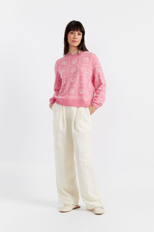 Chinti And Parker Pink Wool-Cashmere La Mer Sweater