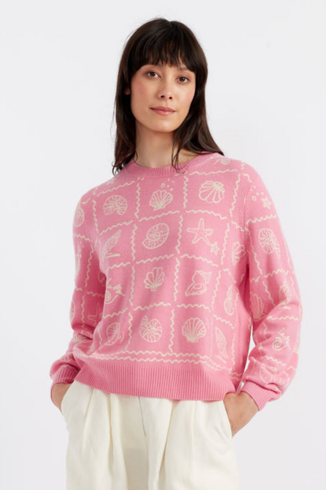 chinti and parker Pink Wool-Cashmere La Mer Sweater