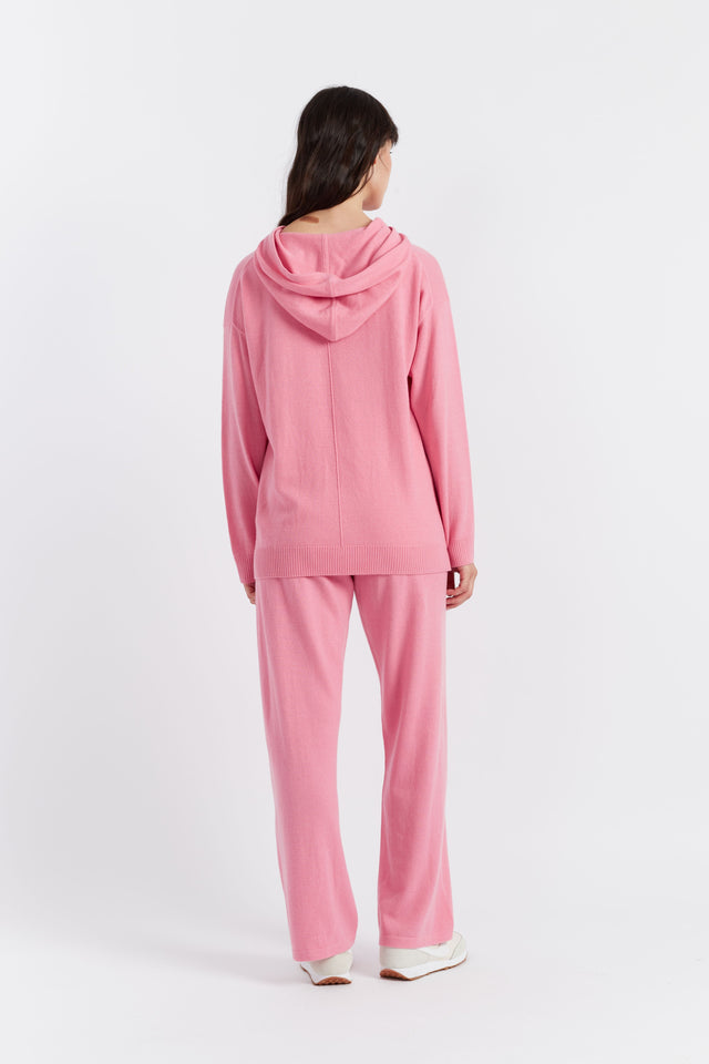 Chinti And Parker Pink Wool-Cashmere Relaxed Hoodie