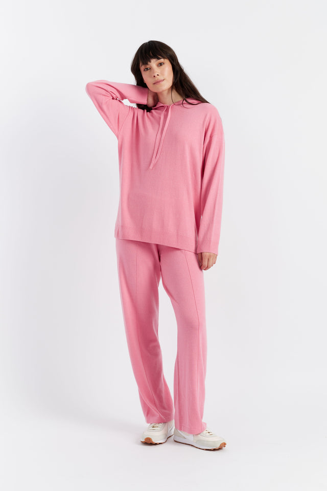 Chinti And Parker Pink Wool-Cashmere Relaxed Hoodie