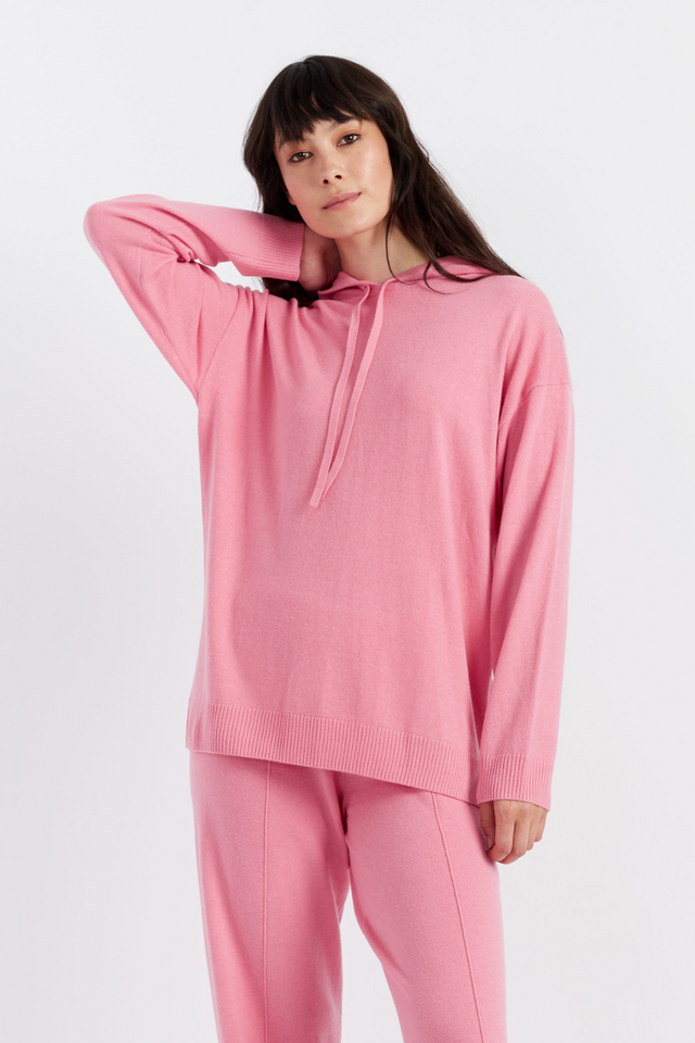 chinti and parker Pink Wool-Cashmere Relaxed Hoodie