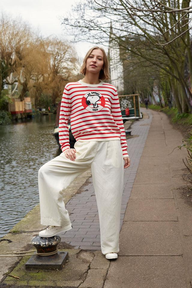 Chinti And Parker Red Cotton Snoopy Nautical Sweater