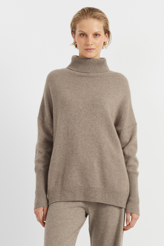 chinti and parker Soft-Truffle Pure Cashmere Rollneck Sweater