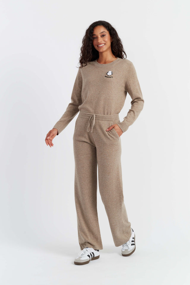 Chinti And Parker Soft-Truffle Wool-Cashmere Snoopy Wide-Leg Track Pants
