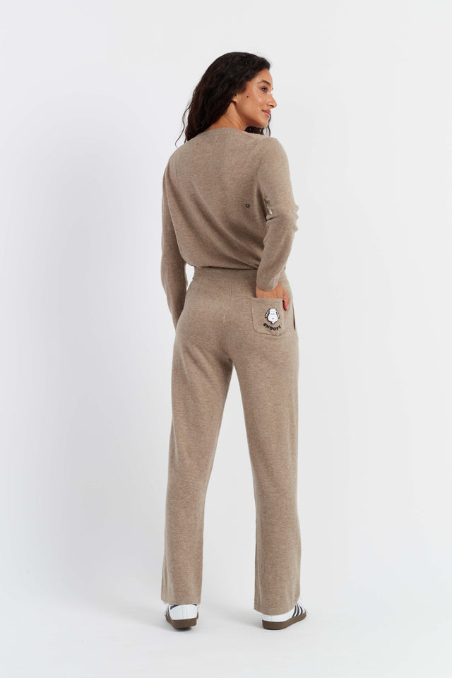 chinti and parker Soft-Truffle Wool-Cashmere Snoopy Wide-Leg Track Pants