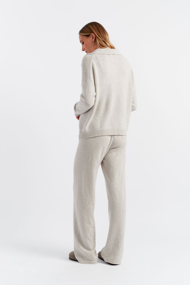 Chinti And Parker Taupe Cloud Cashmere Collared Sweater