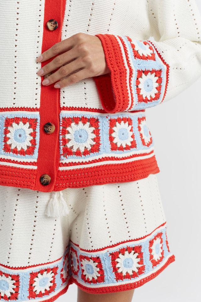 Chinti And Parker Terracotta Cotton Hand Crochet Shirt