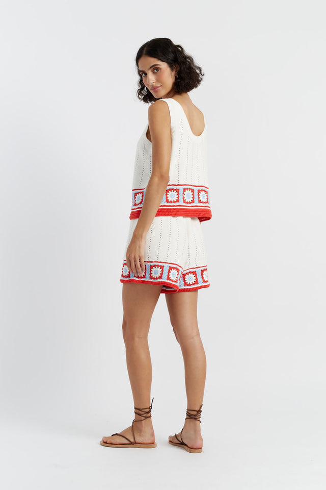 chinti and parker Terracotta Cotton Hand Crochet Shorts