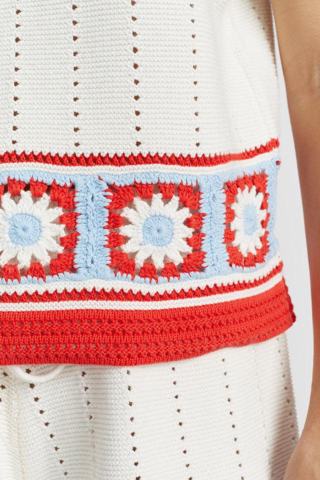 Chinti And Parker Terracotta Cotton Hand Crochet Vest
