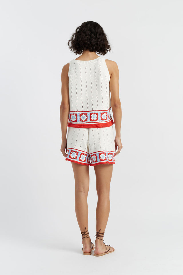 Chinti And Parker Terracotta Cotton Hand Crochet Vest