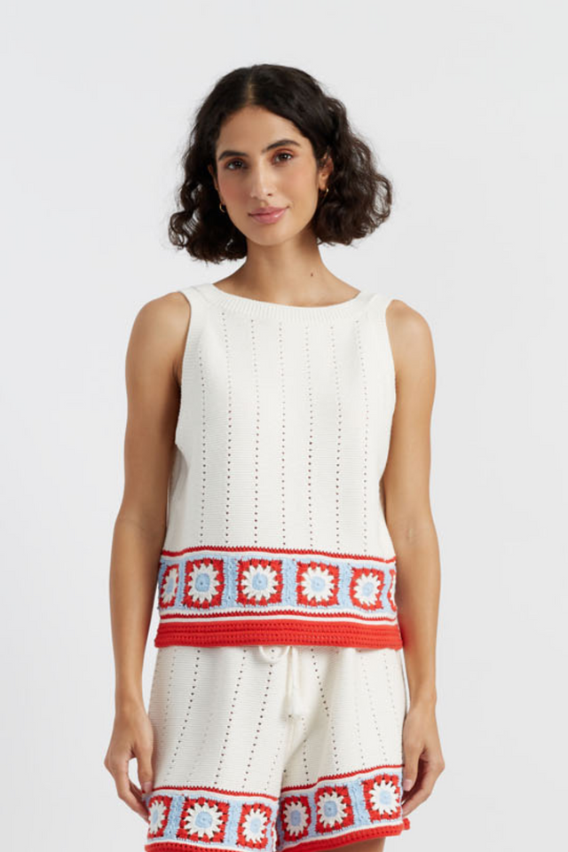 chinti and parker Terracotta Cotton Hand Crochet Vest
