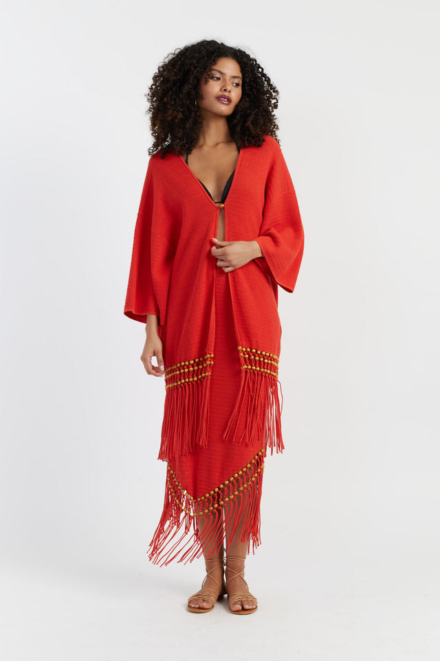 chinti and parker Terracotta Laura Whitmore Beaded Kaftan