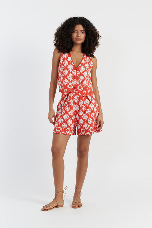 Chinti And Parker Terracotta Laura Whitmore Sunflower Waistcoat