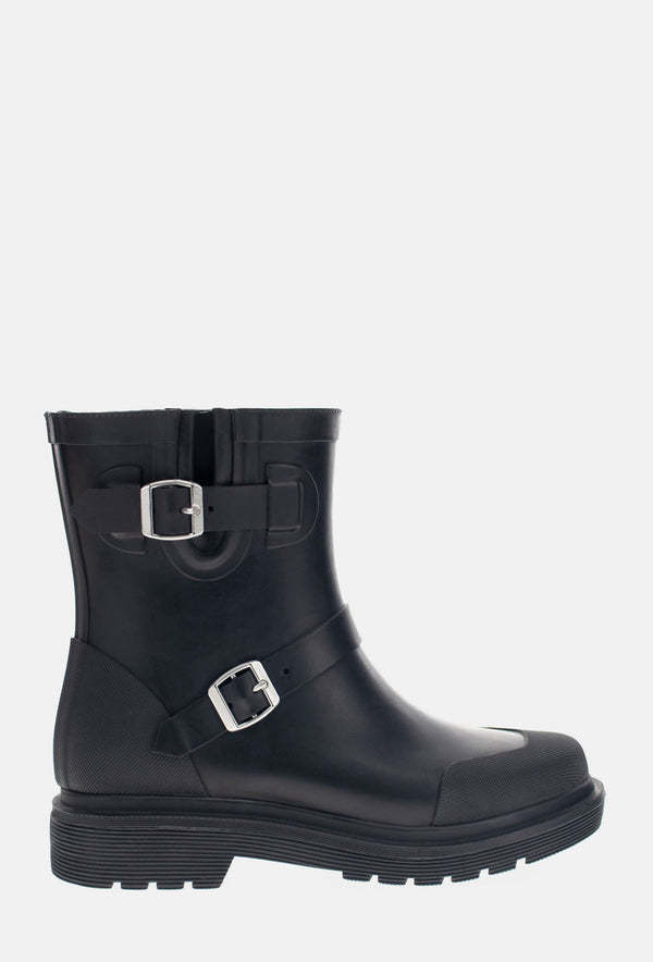 chooka DAMASCUS MOTO MID RAIN BOOT - BLACK