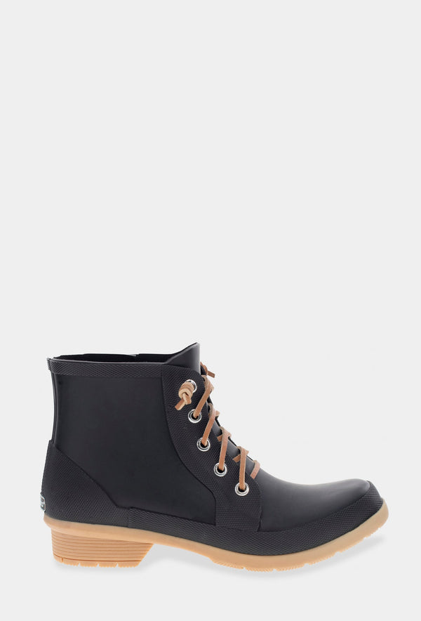 chooka LACE UP ANKLE RAIN BOOT - BLACK