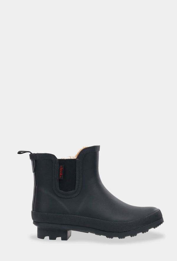 chooka PLUSH CHELSEA RAIN BOOT- BLACK