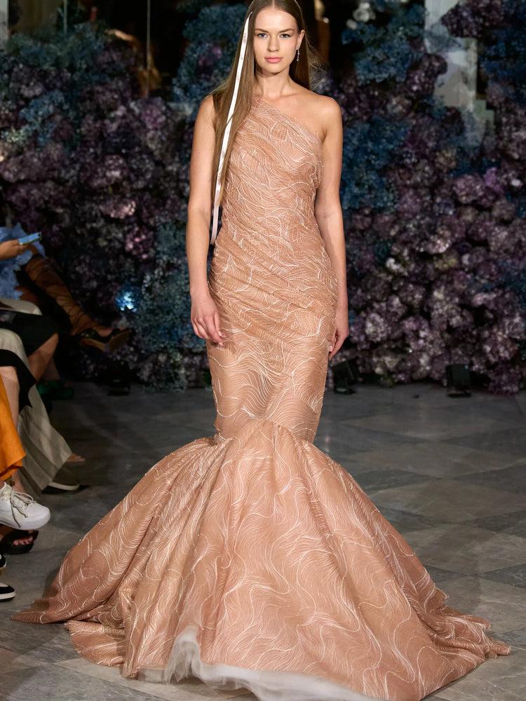 christian siriano Abstract Tulle Draped Mermaid Gown