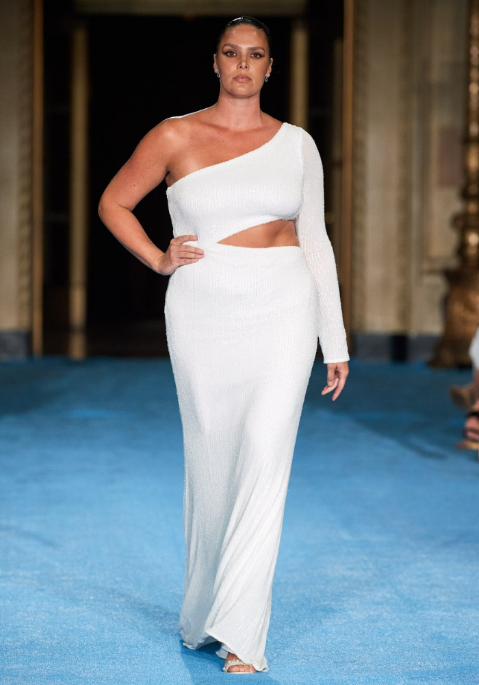 christian siriano Asymmetrical Iridescent Sequin Gown with Cutout