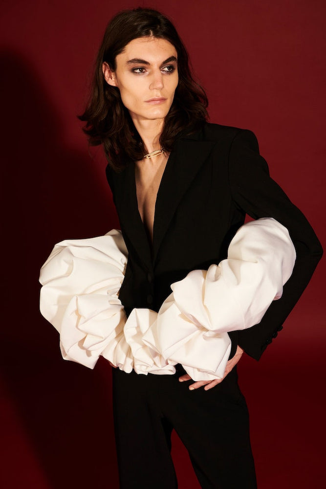 christian siriano Black and White Bubble Hem Blazer