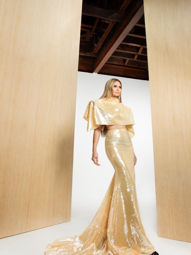 christian siriano Butter Sequin Long Line Mermaid Skirt