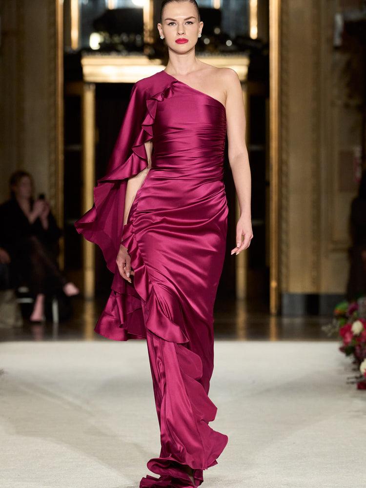 christian siriano Cascading Asymmetrical Draped Gown