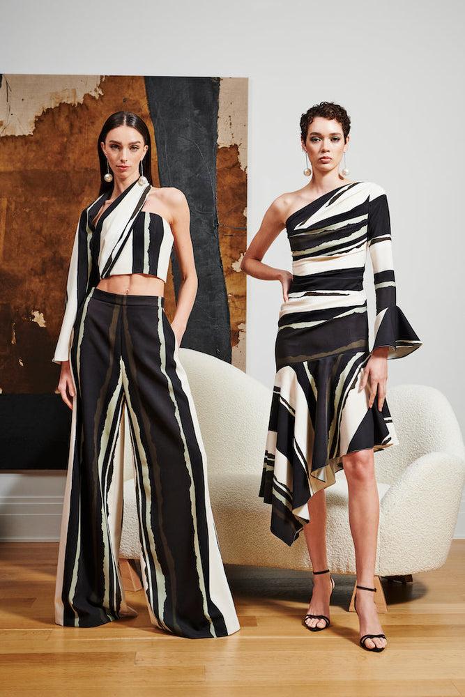 christian siriano Abstract Print Asymmetric Dress