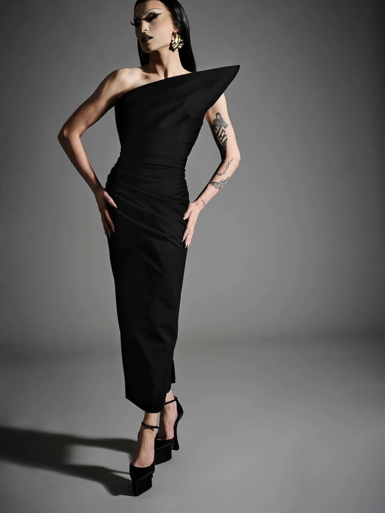 christian siriano Asymmetric Structured Midi Dress
