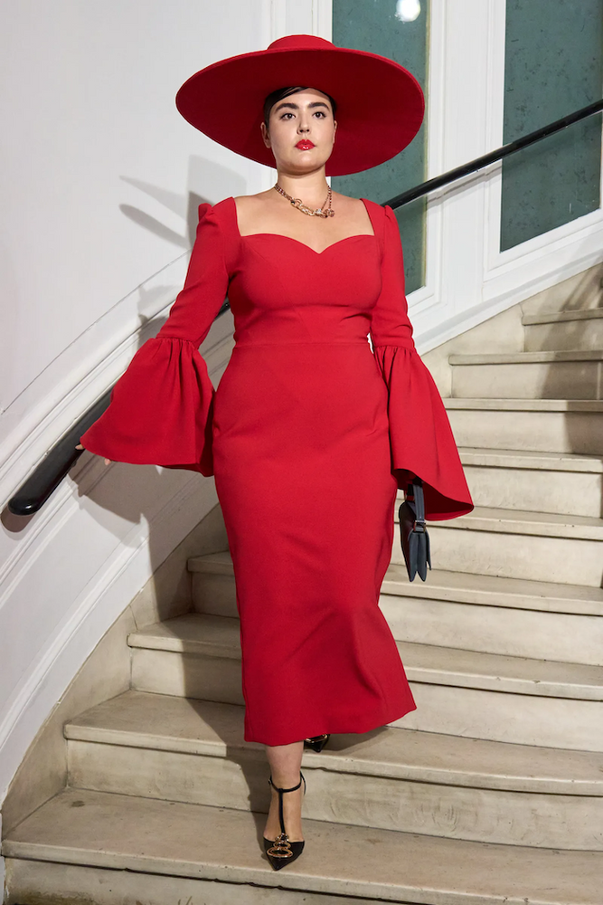 christian siriano Bell Sleeve Sweetheart Dress