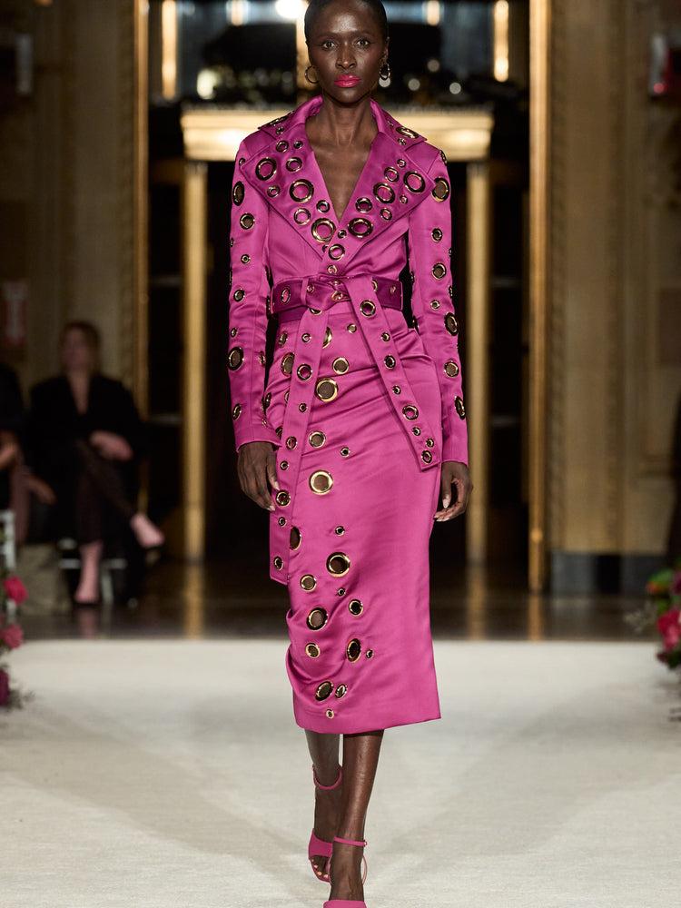 christian siriano Belted Grommet Jacket