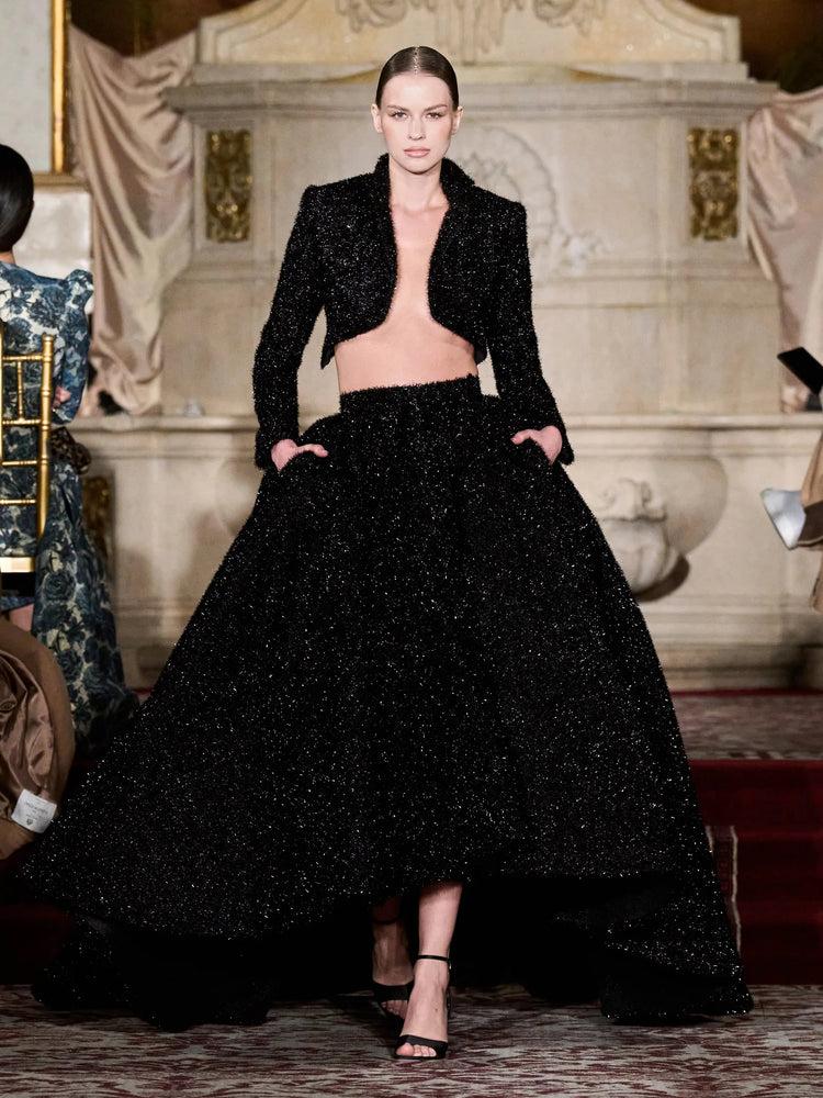 christian siriano Black Tinsel Ball Skirt
