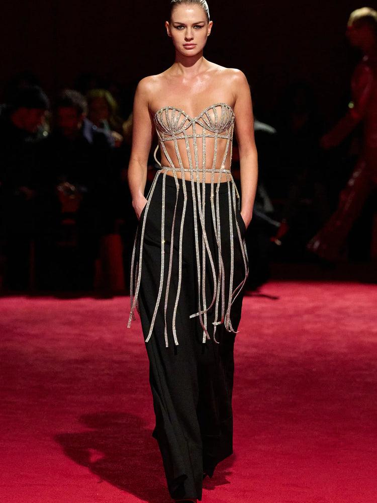 christian siriano Black Wide Leg Trousers