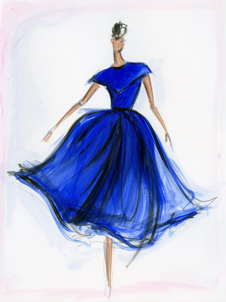 christian siriano "Blue Period" - Sketch Print