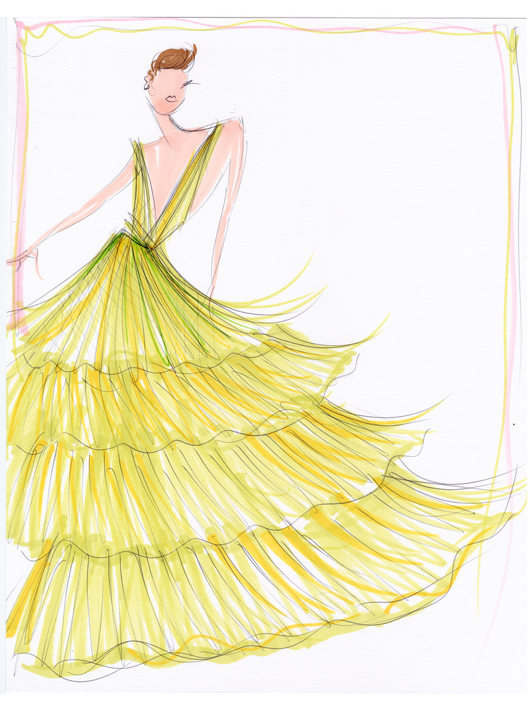 christian siriano "Celine Dion" - Sketch Print