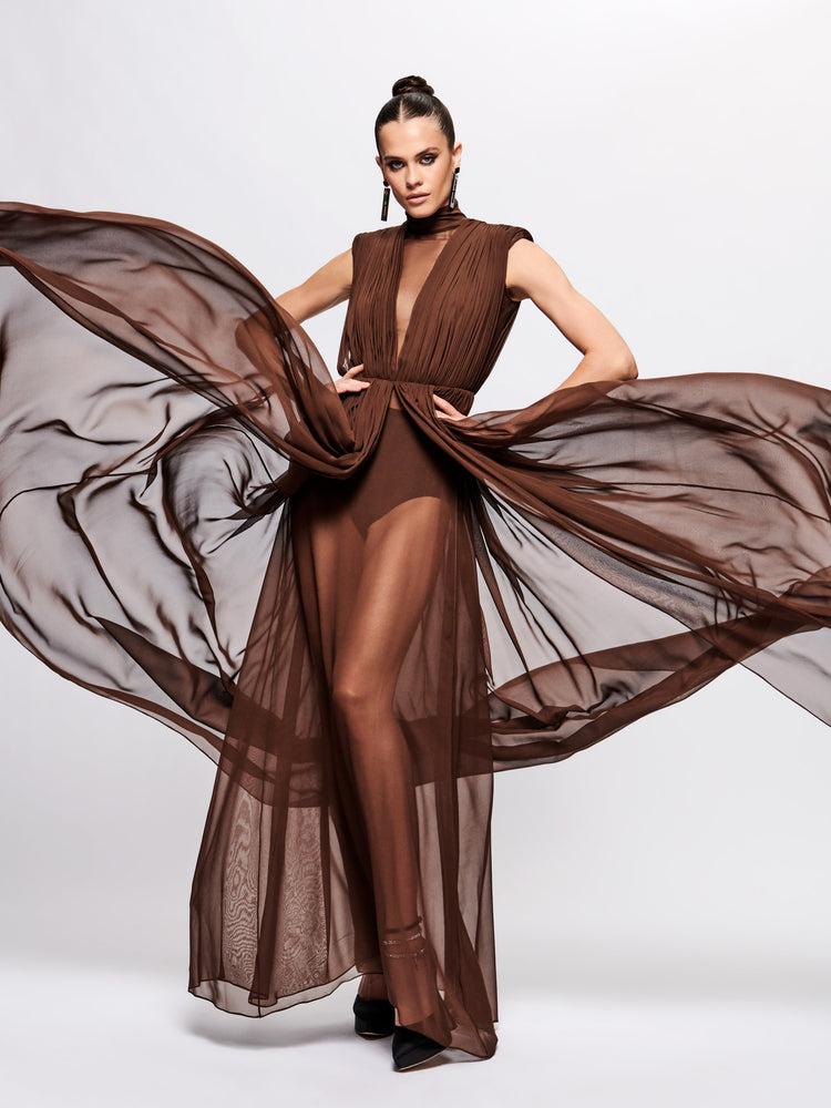 christian siriano Chiffon Draped Gown