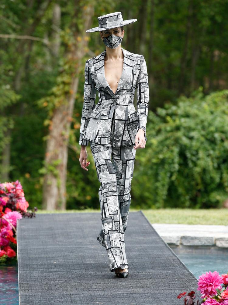 christian siriano Comic Print Single Button Blazer