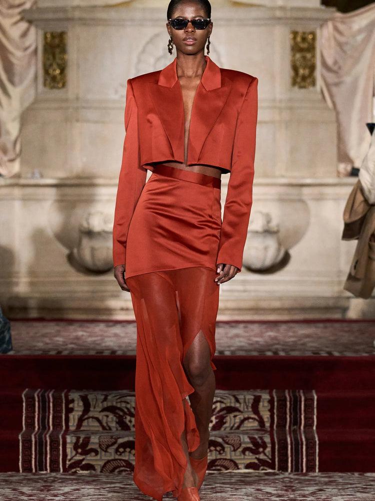 christian siriano Cropped Blazer in Lava