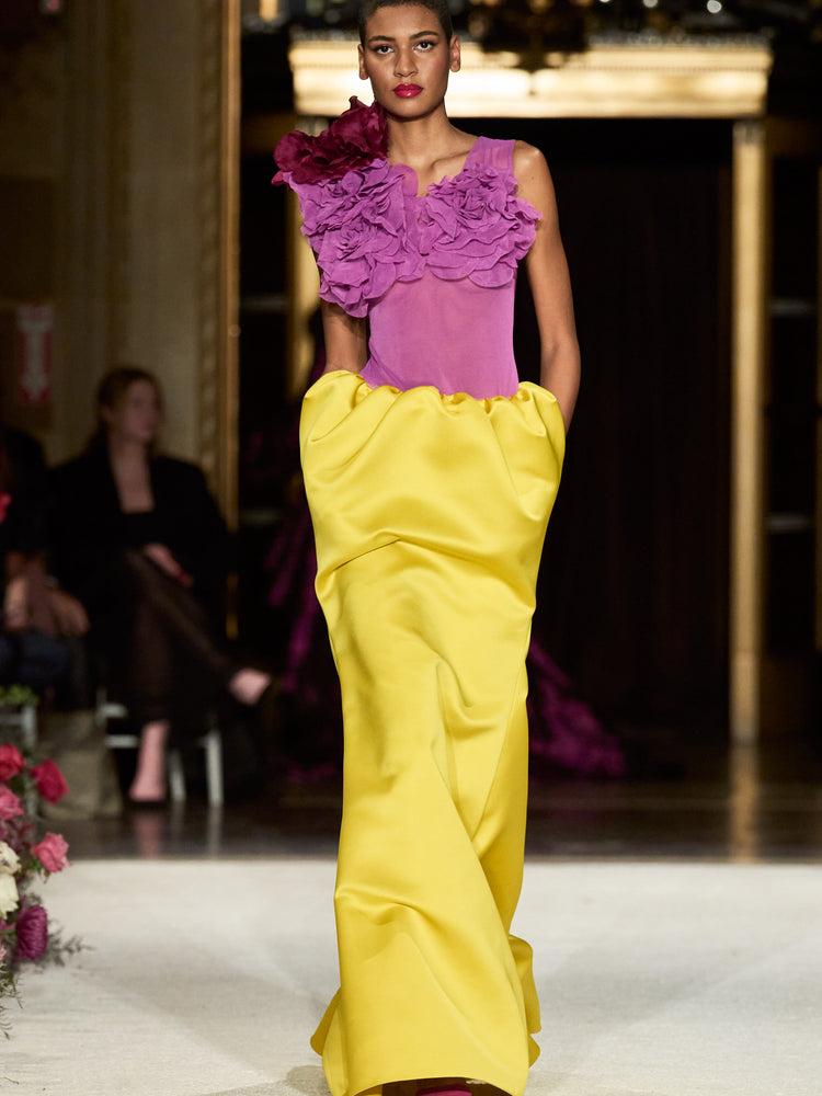 christian siriano Floral Appliqué Drop Waist Gown