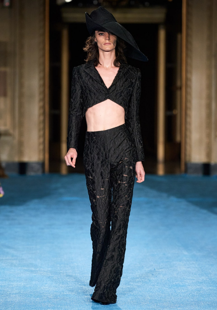 christian siriano Floral Brocade Cropped Blazer