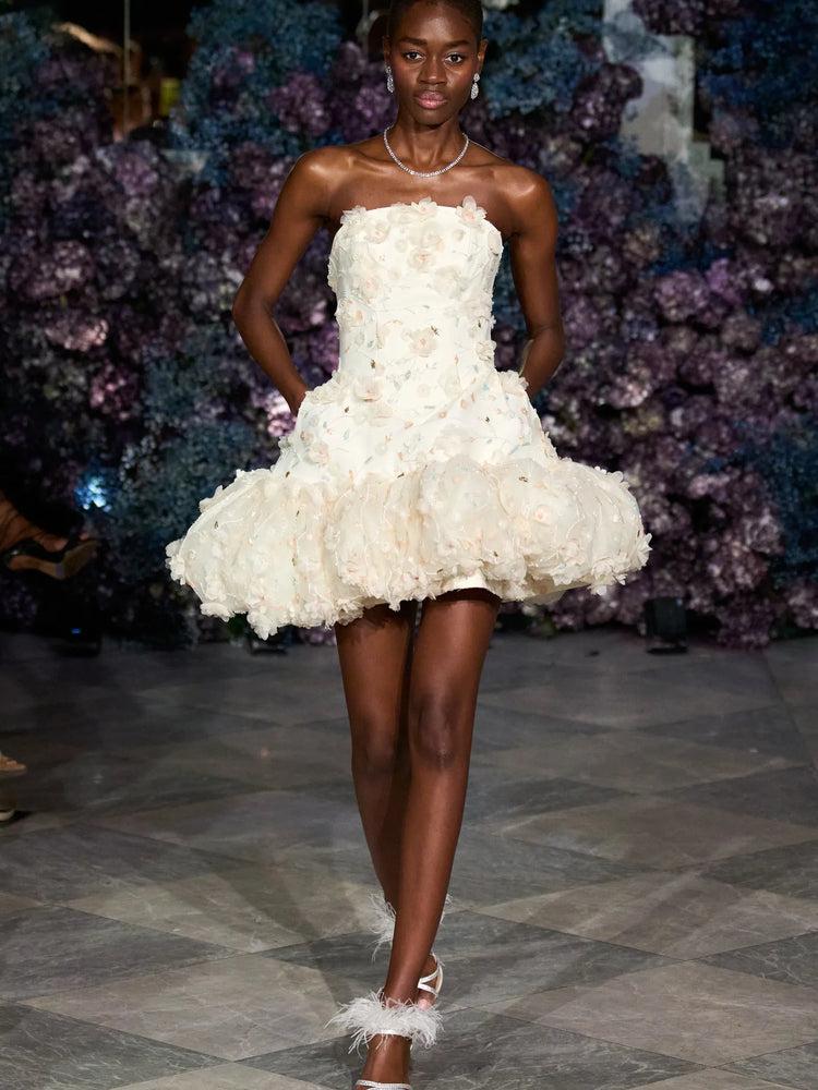 christian siriano Floral Bubble Hem Dress