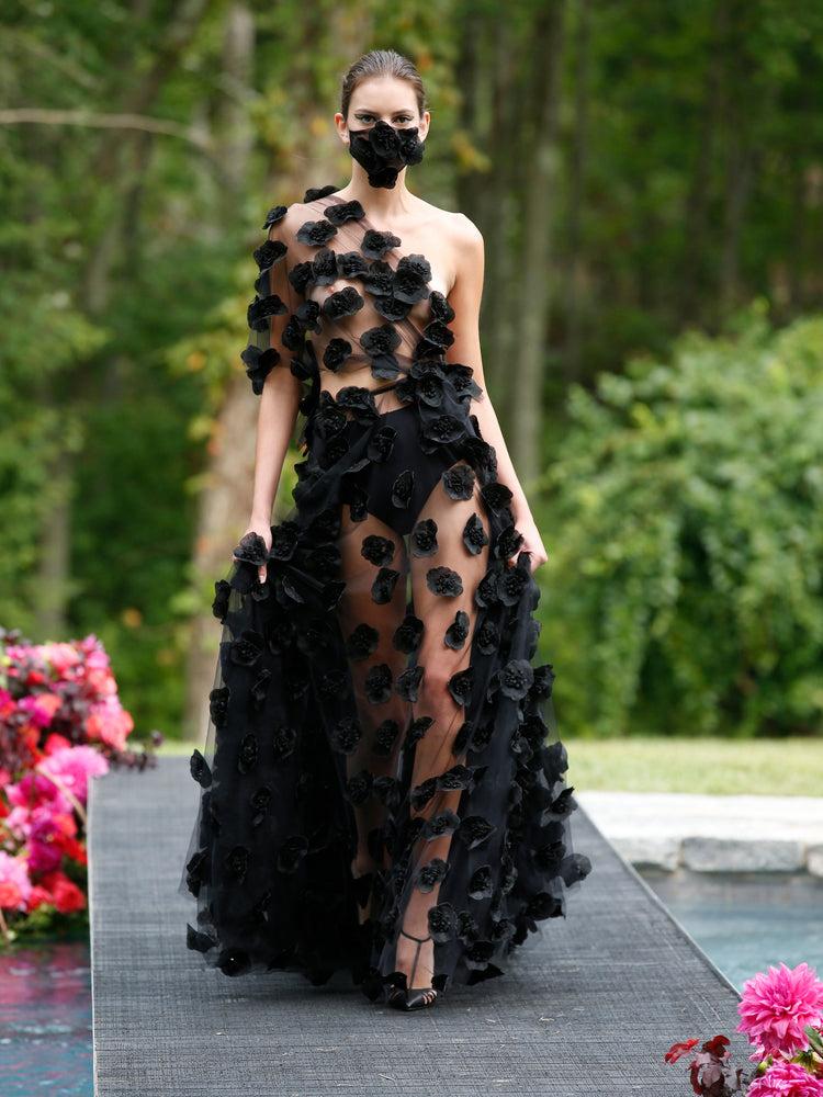 christian siriano Floral Lace One Shoulder Gown