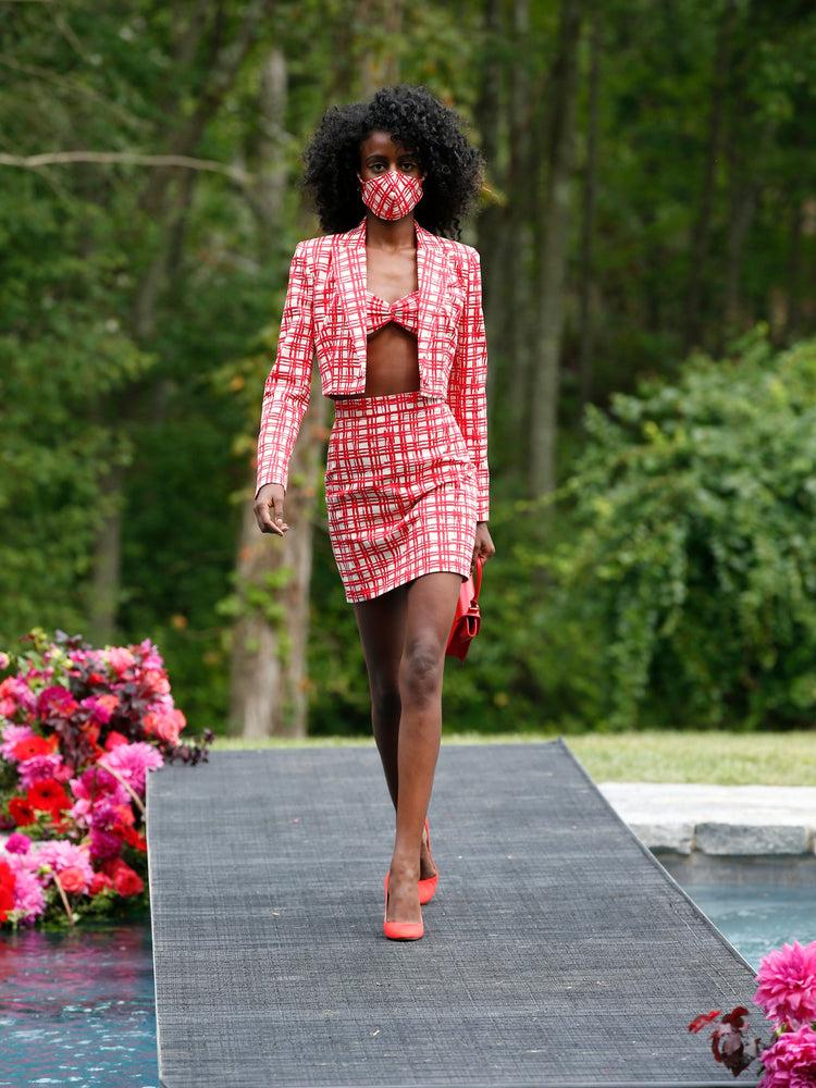 christian siriano Gingham Cropped Blazer