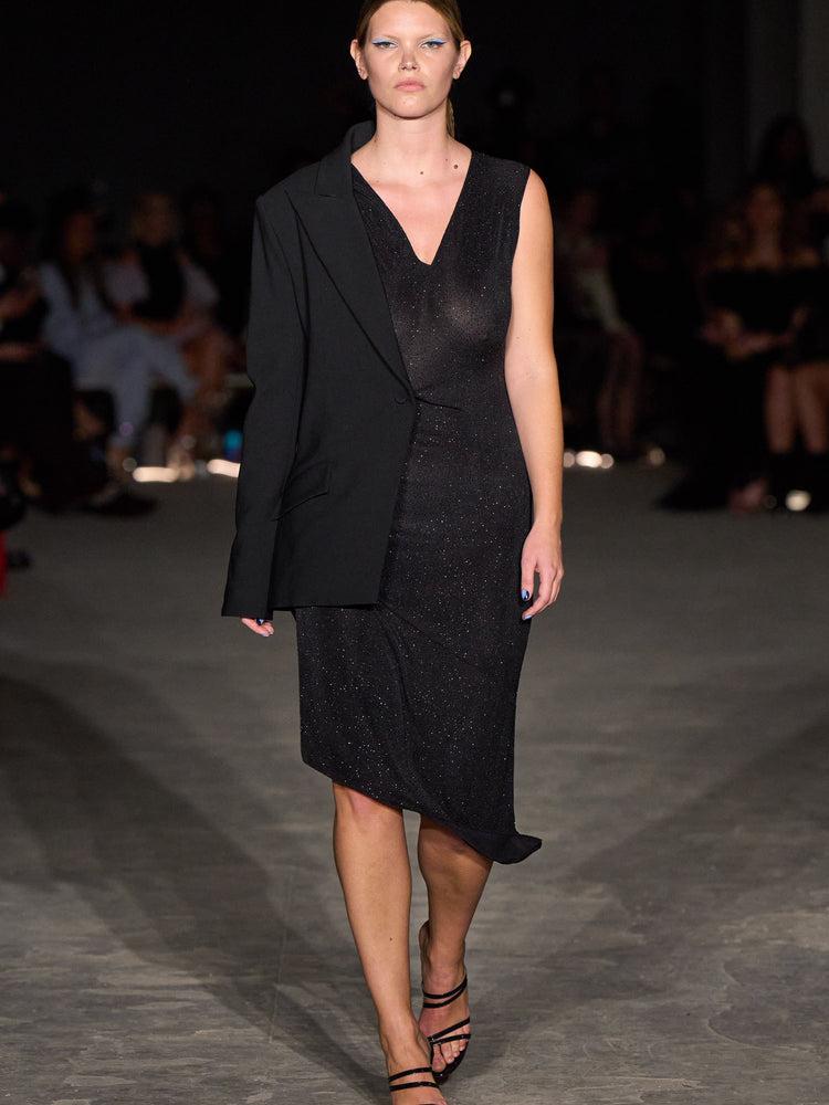 christian siriano Half Blazer Black Shimmer Dress