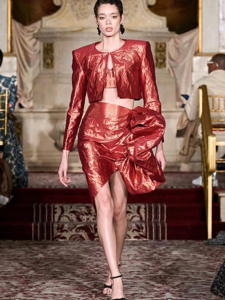 christian siriano Iridescent Rust Cropped Jacket