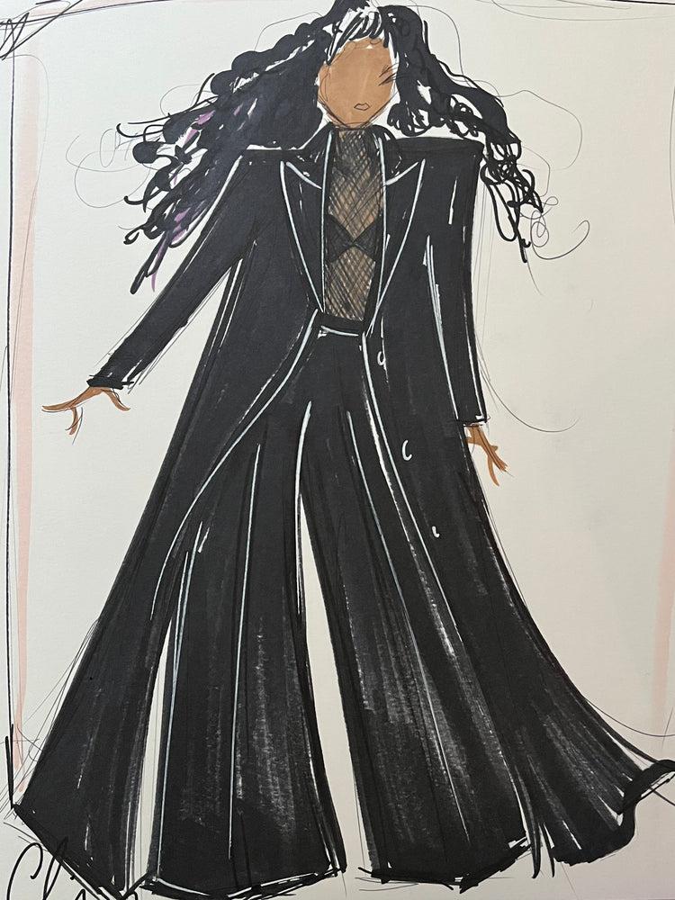 christian siriano "Janet Jackson" - Sketch Print
