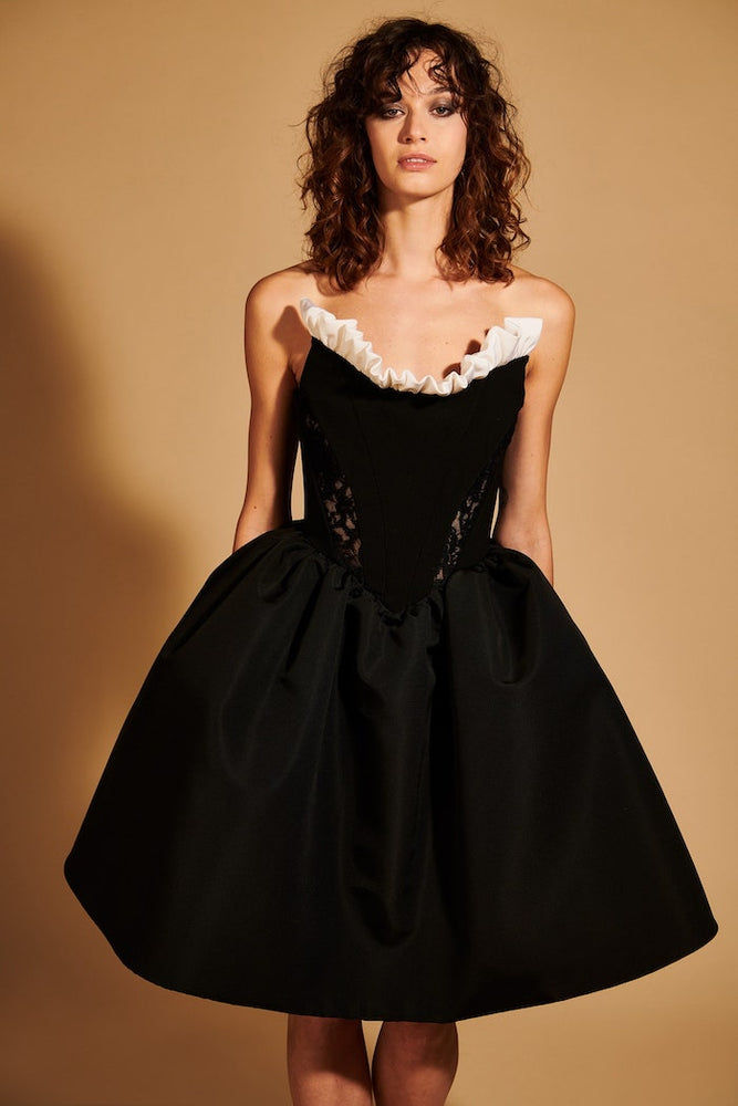 christian siriano Lace Corset Mini Bubble Dress